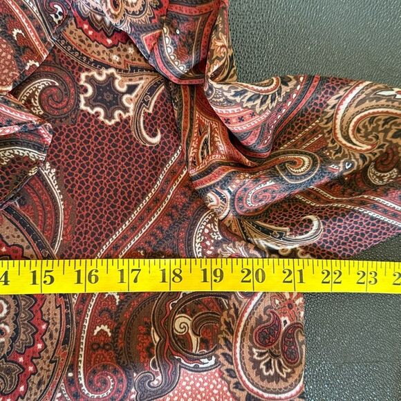 Tommy Hilfiger Red and Brown Paisley Blouse with Ruffle details size Large - Picture 8 of 9